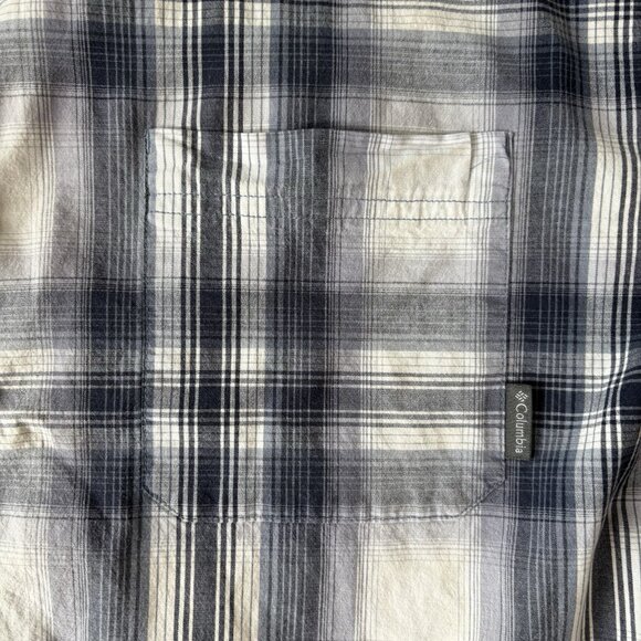 Columbia Mens 4X Blue Plaid Short Sleeve Button Up Outdoor Hiking Shirt Travel - Picture 6 of 14